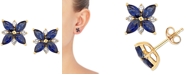 Macy's Sapphire (1-5/8 ct. t.w.) & Diamond (1/8 ct. t.w.) Flower Stud Earrings in 14k Gold (Also in Ruby)